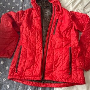 L.L. Bean Red hooded packable primaloft Puffer Jacket